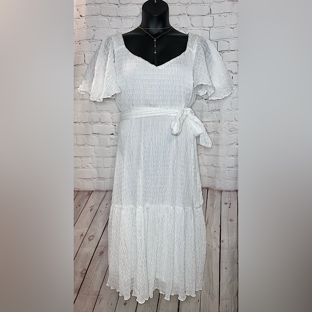 White V-Neck Dress